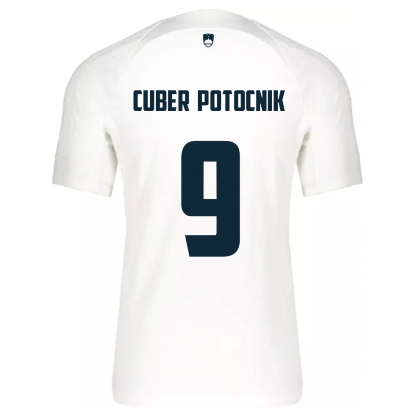 Hombre Camiseta Eslovenia Jaka Cuber Potocnik #9 Blanco 1ª Equipación 24-26 La Camisa Perú