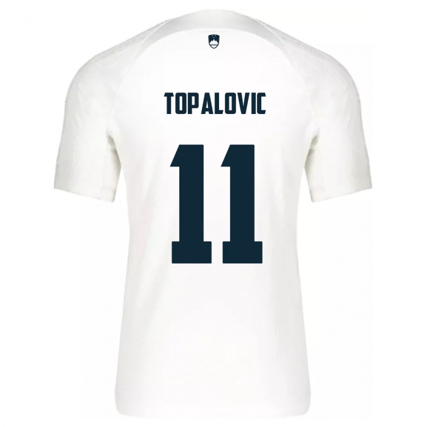 Hombre Camiseta Eslovenia Luka Topalovic #11 Blanco 1ª Equipación 24-26 La Camisa Perú