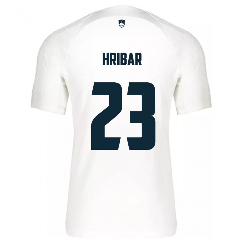 Hombre Camiseta Eslovenia Lan Hribar #23 Blanco 1ª Equipación 24-26 La Camisa Perú