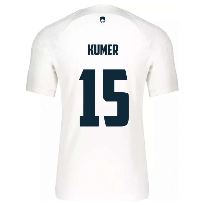 Hombre Camiseta Eslovenia Alin Kumer #15 Blanco 1ª Equipación 24-26 La Camisa Perú