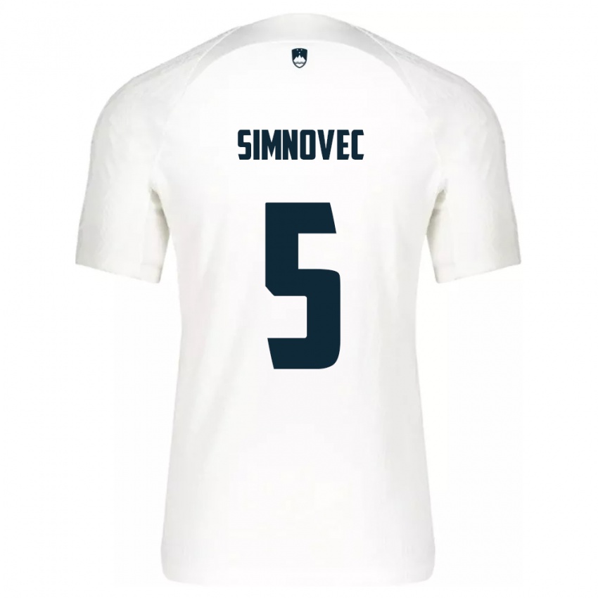 Hombre Camiseta Eslovenia Matevz Simnovec #5 Blanco 1ª Equipación 24-26 La Camisa Perú