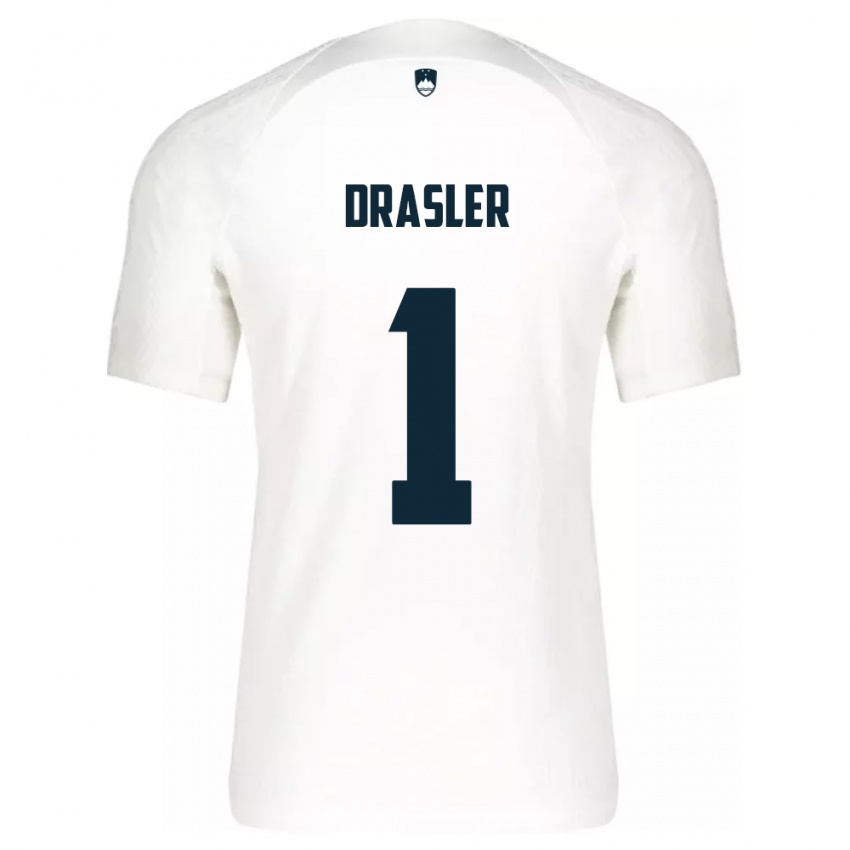 Hombre Camiseta Eslovenia Iztok Drasler #1 Blanco 1ª Equipación 24-26 La Camisa Perú