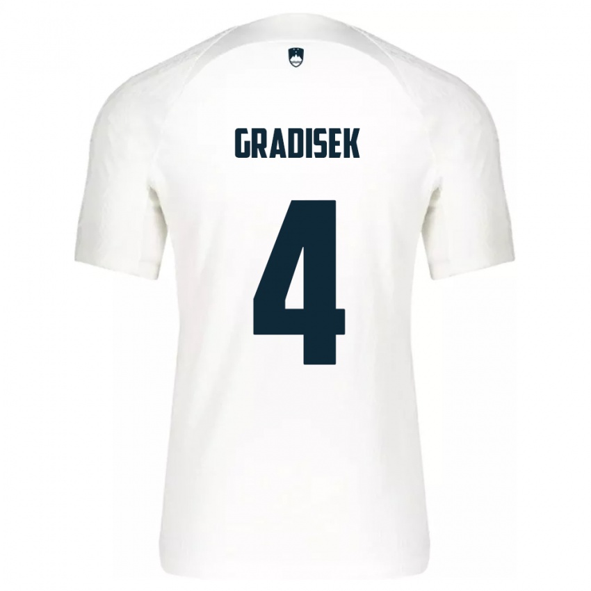 Hombre Camiseta Eslovenia Sara Gradišek #4 Blanco 1ª Equipación 24-26 La Camisa Perú