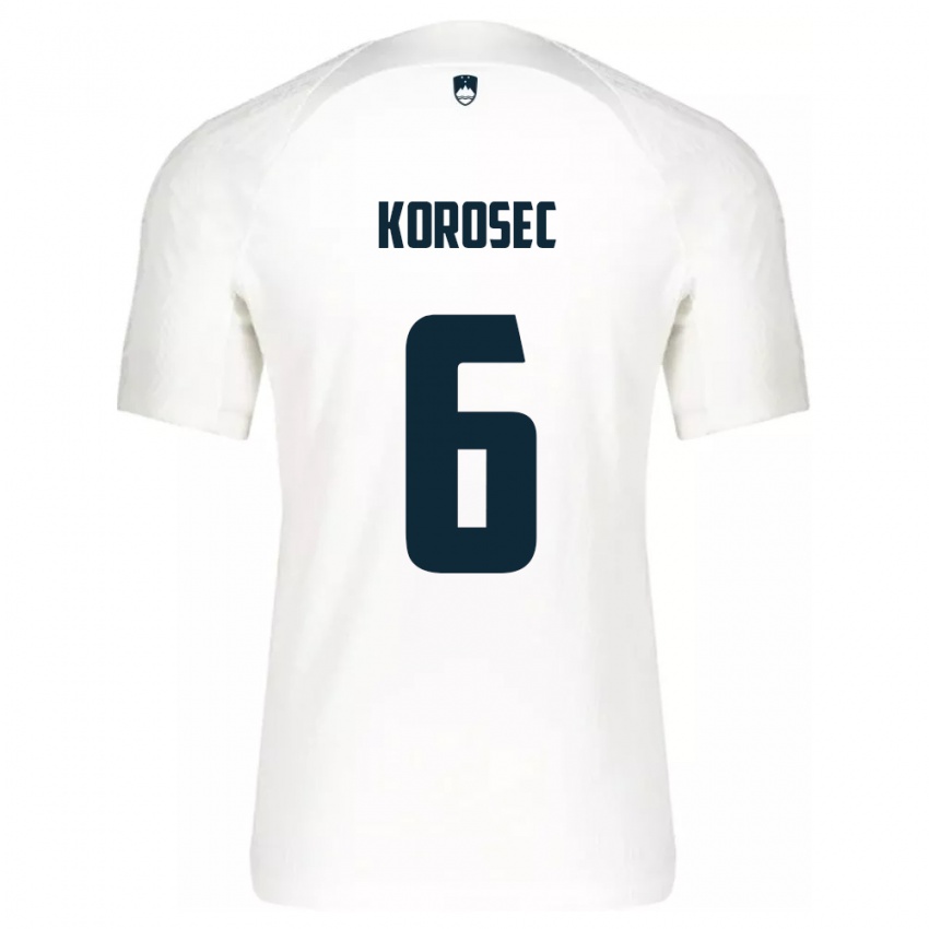 Hombre Camiseta Eslovenia Kaja Korošec #6 Blanco 1ª Equipación 24-26 La Camisa Perú