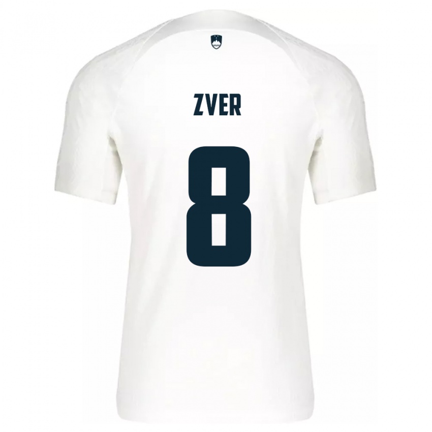 Hombre Camiseta Eslovenia Mateja Zver #8 Blanco 1ª Equipación 24-26 La Camisa Perú