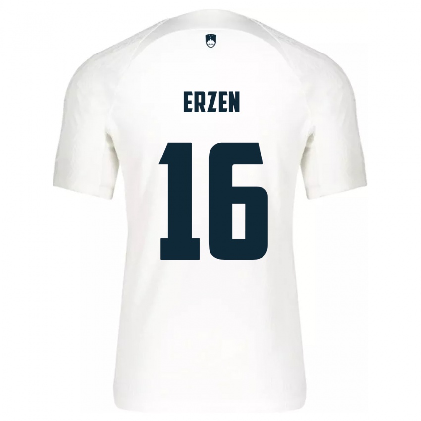 Hombre Camiseta Eslovenia Kaja Eržen #16 Blanco 1ª Equipación 24-26 La Camisa Perú