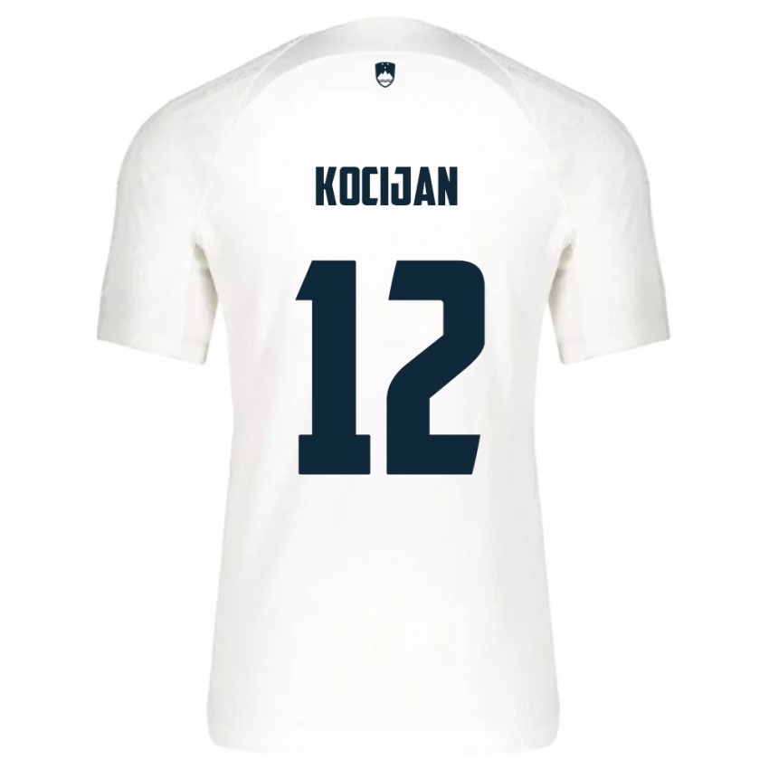 Hombre Camiseta Eslovenia Iva Kocijan #12 Blanco 1ª Equipación 24-26 La Camisa Perú