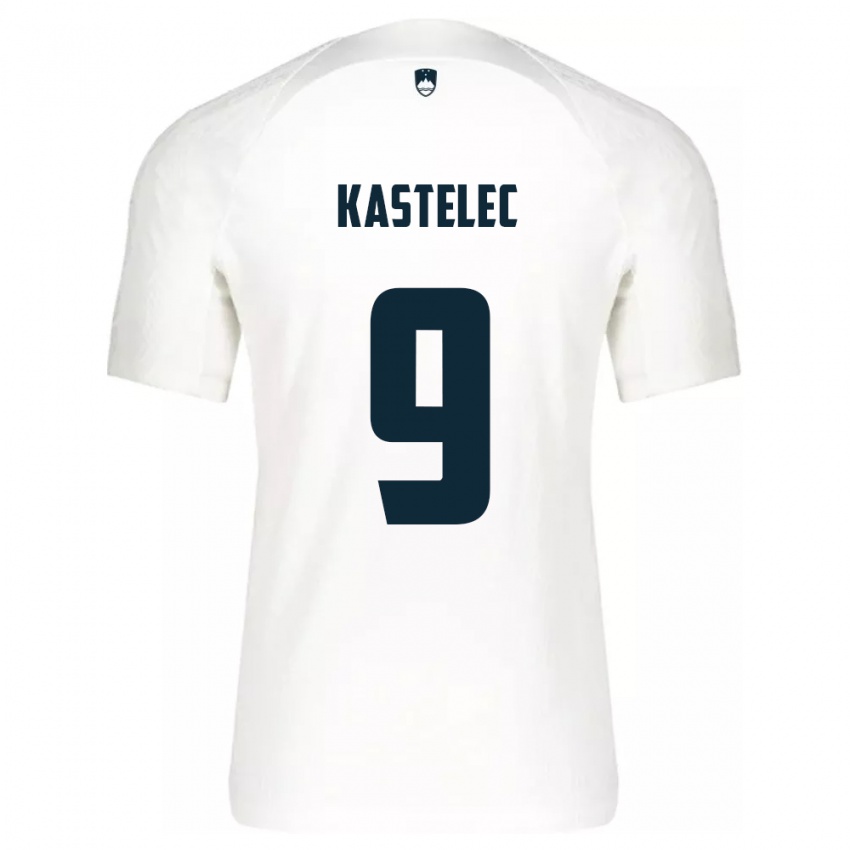 Hombre Camiseta Eslovenia Mirjam Kastelec #9 Blanco 1ª Equipación 24-26 La Camisa Perú