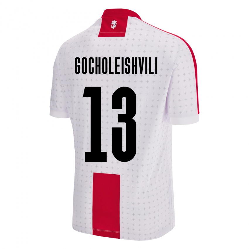 Hombre Camiseta Georgia Giorgi Gocholeishvili #13 Blanco 1ª Equipación 24-26 La Camisa Perú