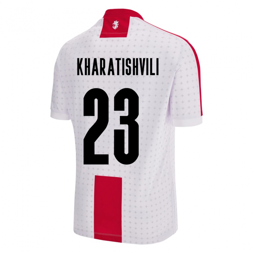 Hombre Camiseta Georgia Luka Kharatishvili #23 Blanco 1ª Equipación 24-26 La Camisa Perú