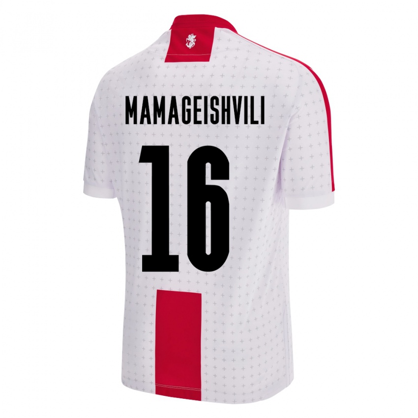 Hombre Camiseta Georgia Gizo Mamageishvili #16 Blanco 1ª Equipación 24-26 La Camisa Perú