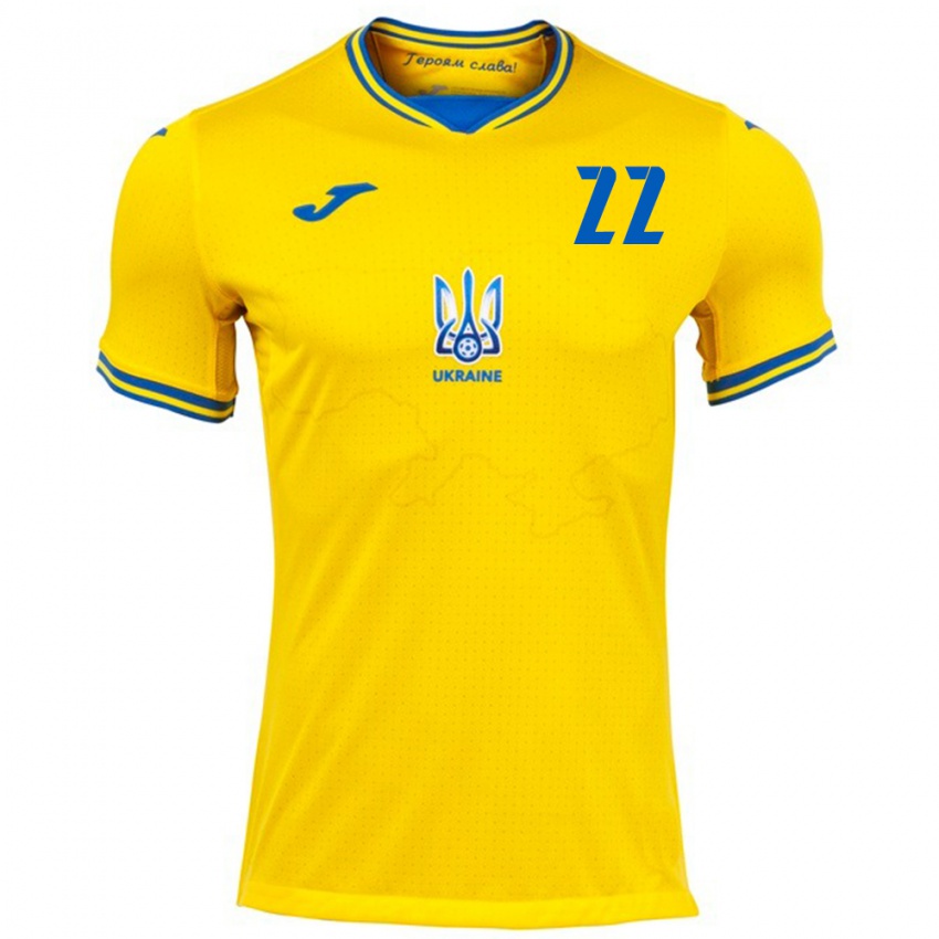 Hombre Camiseta Ucrania Mykola Matvienko #22 Amarillo 1ª Equipación 24-26 La Camisa Perú