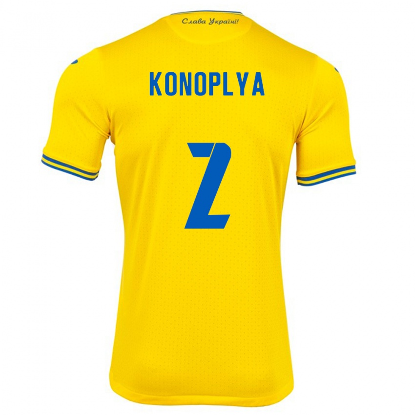 Hombre Camiseta Ucrania Yukhym Konoplya #2 Amarillo 1ª Equipación 24-26 La Camisa Perú