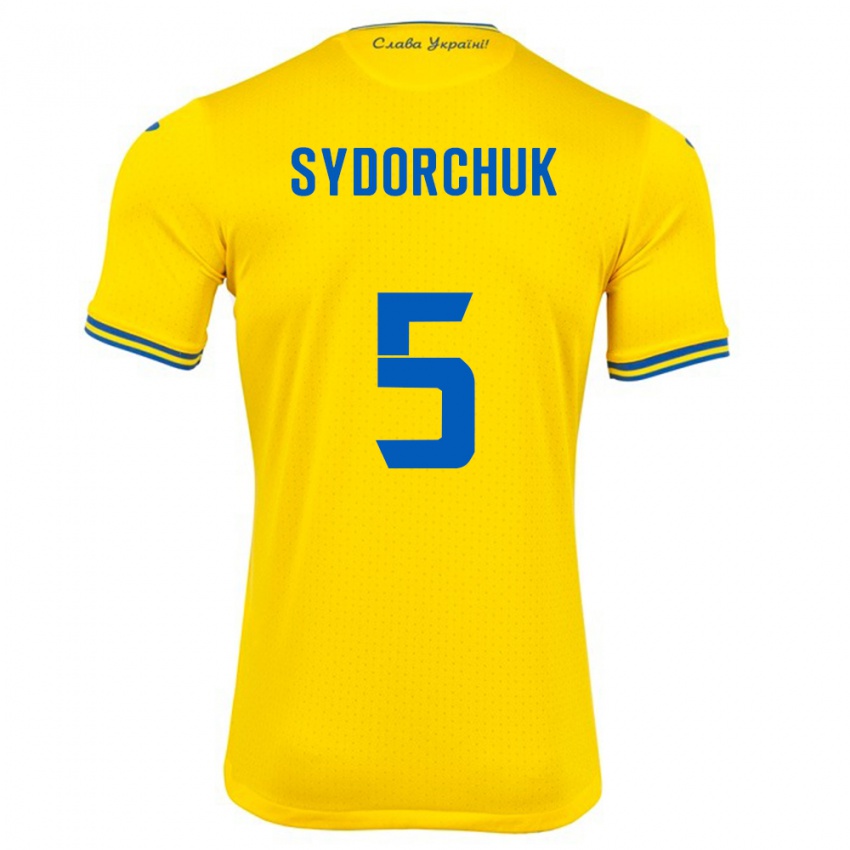 Hombre Camiseta Ucrania Sergiy Sydorchuk #5 Amarillo 1ª Equipación 24-26 La Camisa Perú