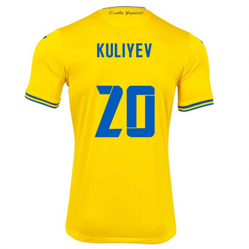 Hombre Camiseta Ucrania Eldar Kuliyev #20 Amarillo 1ª Equipación 24-26 La Camisa Perú