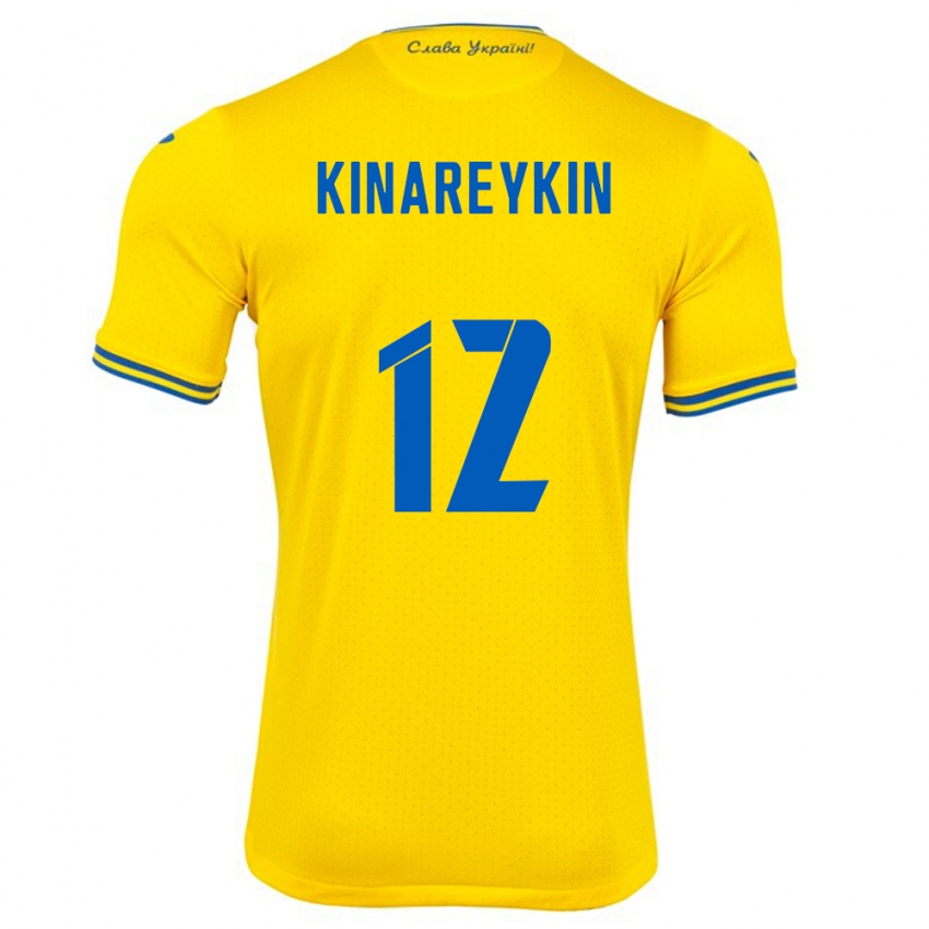 Hombre Camiseta Ucrania Yakiv Kinareykin #12 Amarillo 1ª Equipación 24-26 La Camisa Perú