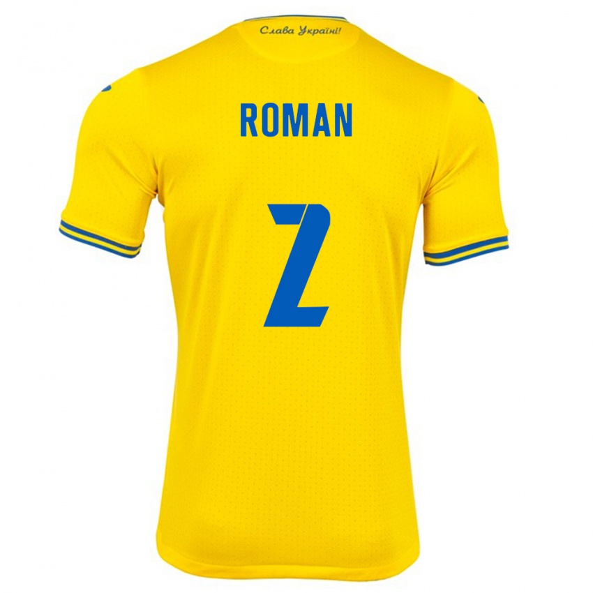 Hombre Camiseta Ucrania Vitaliy Roman #2 Amarillo 1ª Equipación 24-26 La Camisa Perú