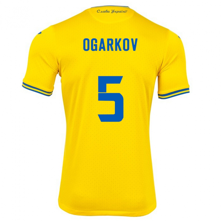 Hombre Camiseta Ucrania Mykola Ogarkov #5 Amarillo 1ª Equipación 24-26 La Camisa Perú