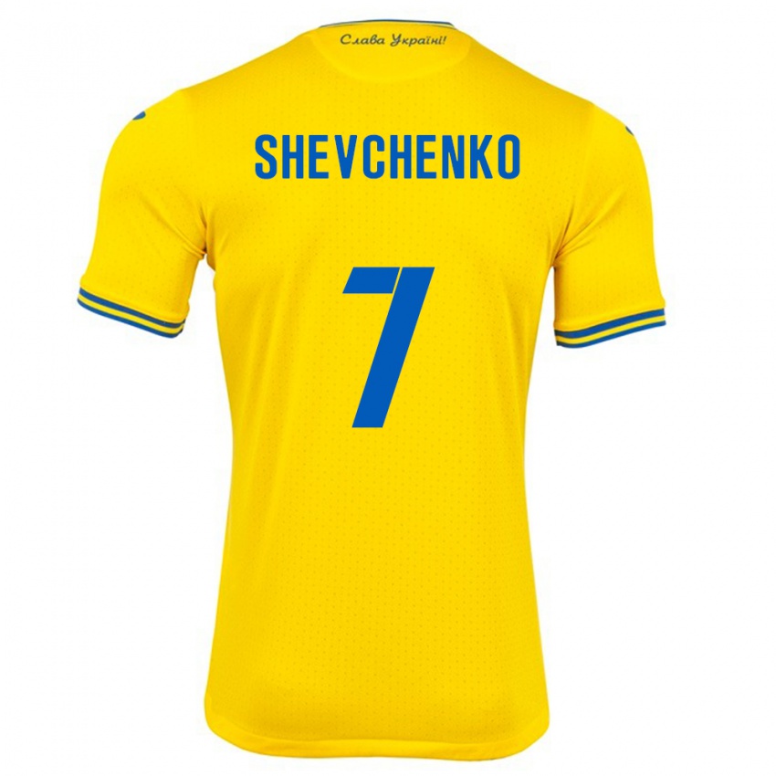 Hombre Camiseta Ucrania Kristian Shevchenko #7 Amarillo 1ª Equipación 24-26 La Camisa Perú