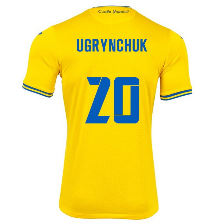 Hombre Camiseta Ucrania Artem Ugrynchuk #20 Amarillo 1ª Equipación 24-26 La Camisa Perú