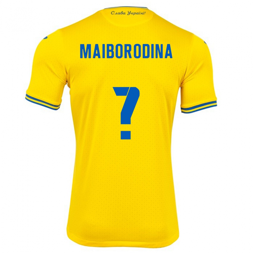 Hombre Camiseta Ucrania Iryna Maiborodina #0 Amarillo 1ª Equipación 24-26 La Camisa Perú