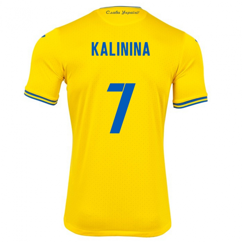 Hombre Camiseta Ucrania Yana Kalinina #7 Amarillo 1ª Equipación 24-26 La Camisa Perú