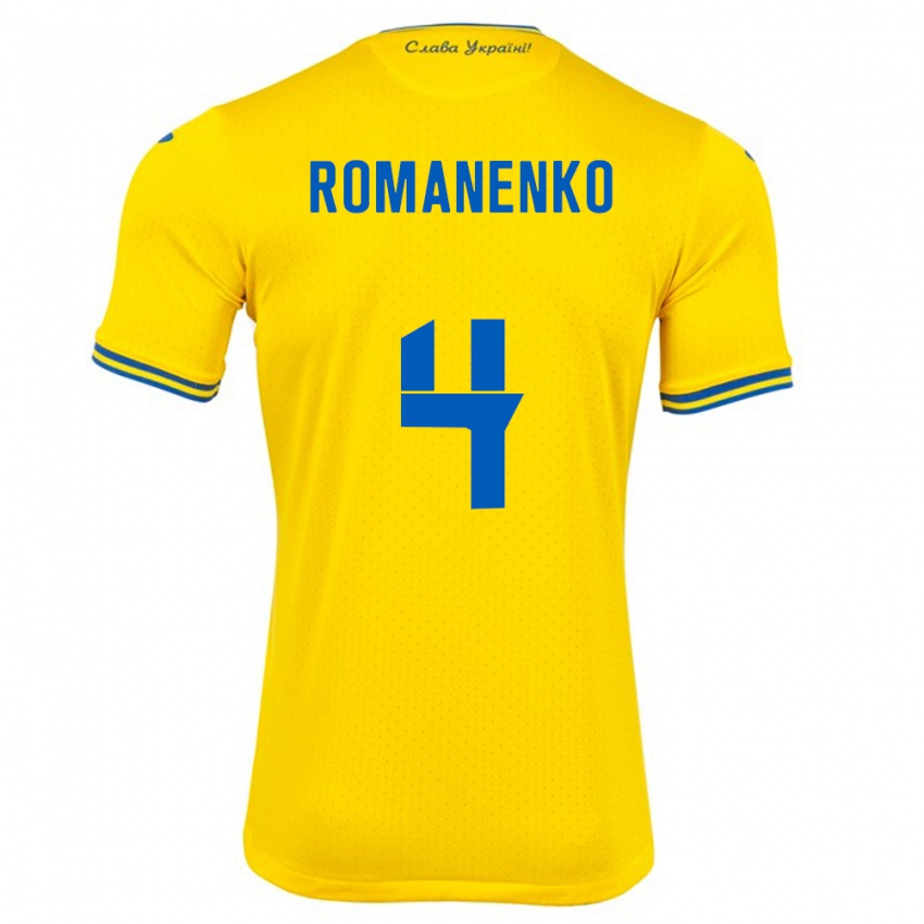 Hombre Camiseta Ucrania Tetyana Romanenko #4 Amarillo 1ª Equipación 24-26 La Camisa Perú