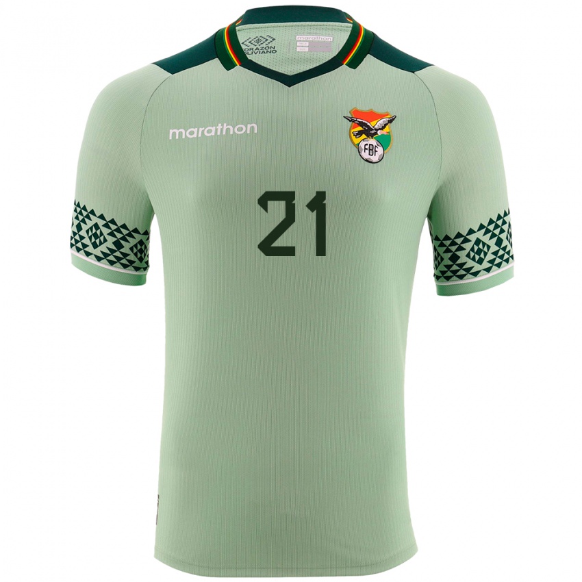 Hombre Camiseta Bolivia Vladimir Galvez #21 Verde Claro 1ª Equipación 24-26 La Camisa Perú