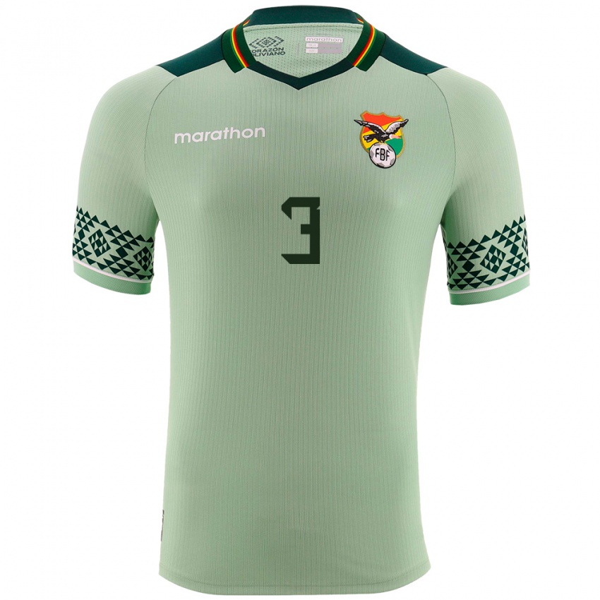 Hombre Camiseta Bolivia Diego Medina #3 Verde Claro 1ª Equipación 24-26 La Camisa Perú