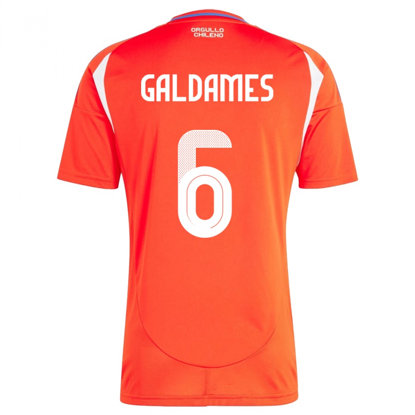 Hombre Camiseta Chile Thomas Galdames #6 Rojo 1ª Equipación 24-26 La Camisa Perú