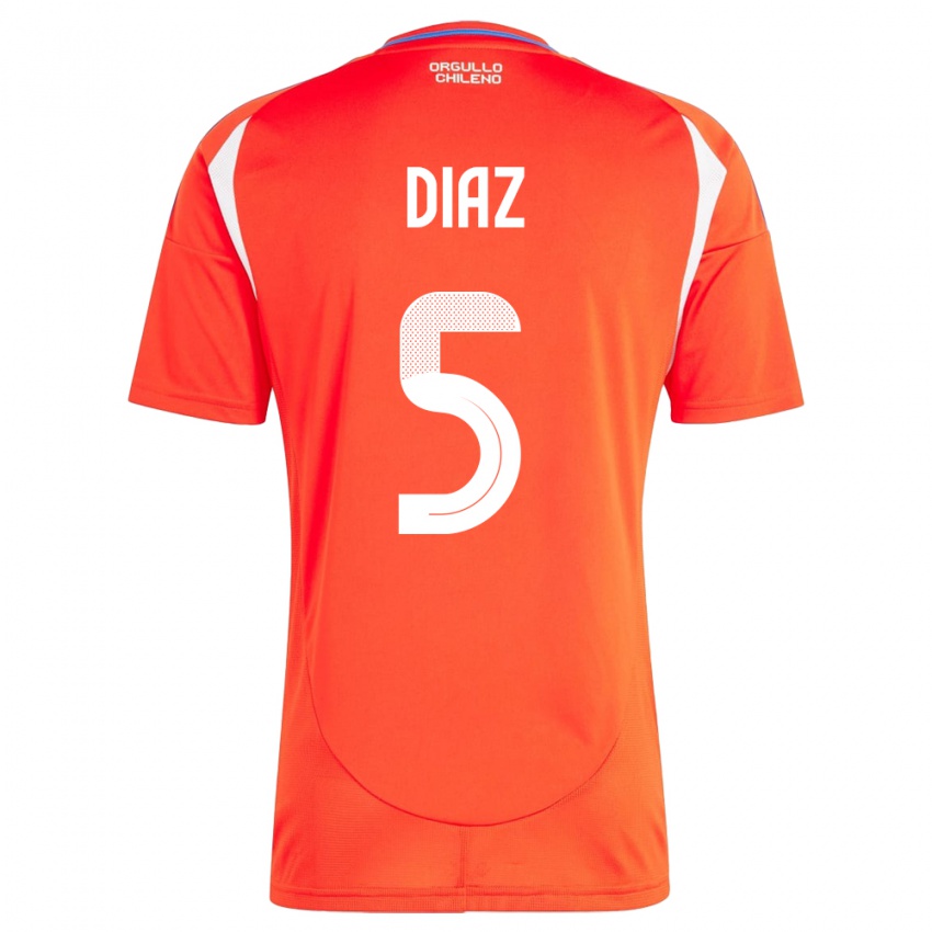 Hombre Camiseta Chile Paulo Díaz #5 Rojo 1ª Equipación 24-26 La Camisa Perú
