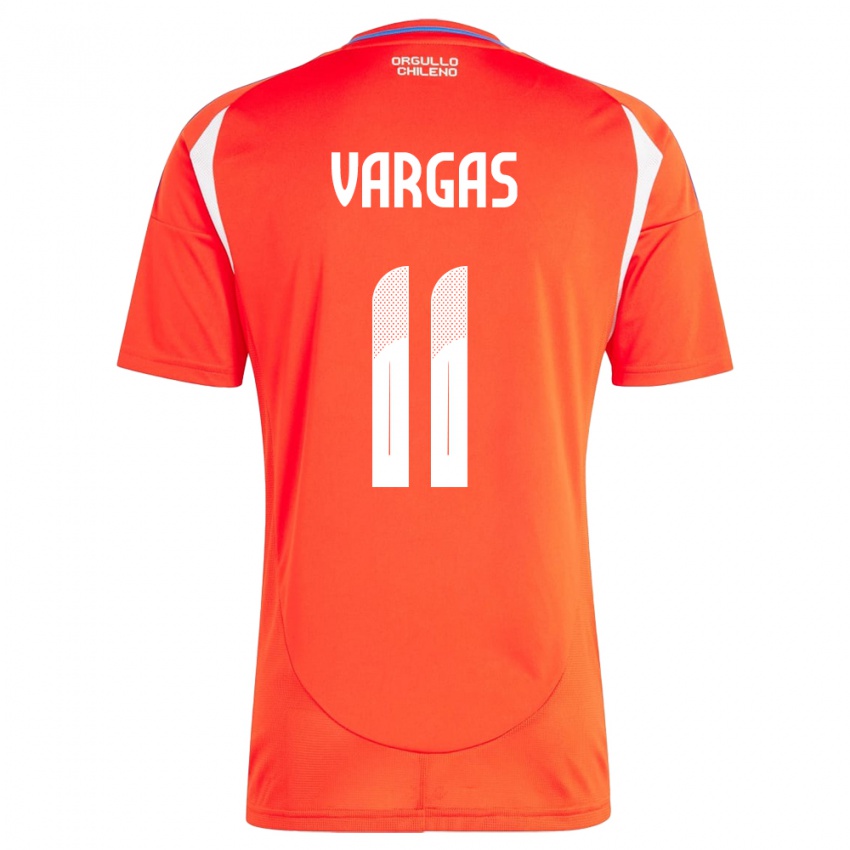 Hombre Camiseta Chile Eduardo Vargas #11 Rojo 1ª Equipación 24-26 La Camisa Perú