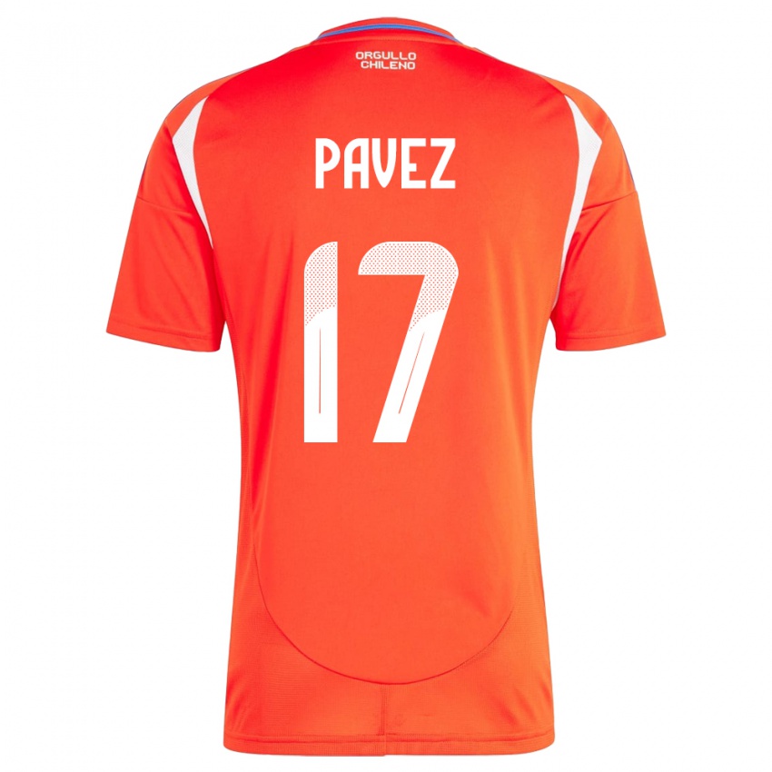 Hombre Camiseta Chile Esteban Pavez #17 Rojo 1ª Equipación 24-26 La Camisa Perú