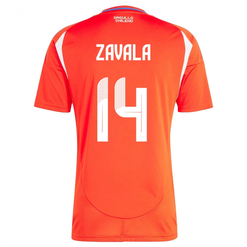 Hombre Camiseta Chile Cristián Zavala #14 Rojo 1ª Equipación 24-26 La Camisa Perú