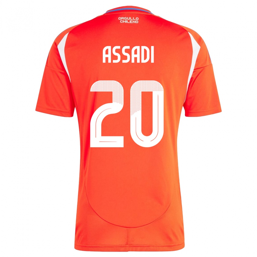 Hombre Camiseta Chile Lucas Assadi #20 Rojo 1ª Equipación 24-26 La Camisa Perú