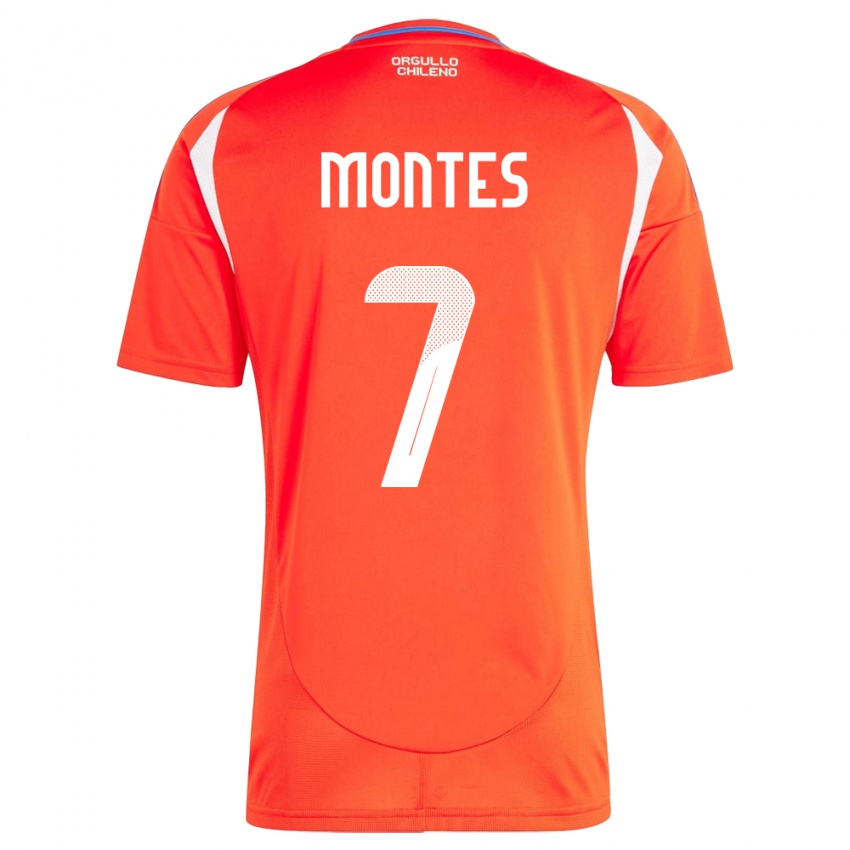 Hombre Camiseta Chile Clemente Montes #7 Rojo 1ª Equipación 24-26 La Camisa Perú