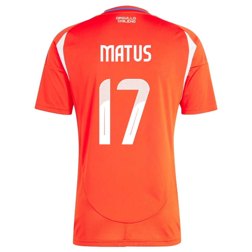 Hombre Camiseta Chile Esteban Matus #17 Rojo 1ª Equipación 24-26 La Camisa Perú