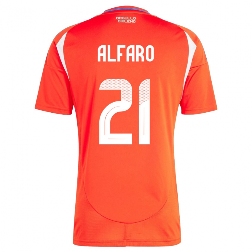 Hombre Camiseta Chile Julián Alfaro #21 Rojo 1ª Equipación 24-26 La Camisa Perú