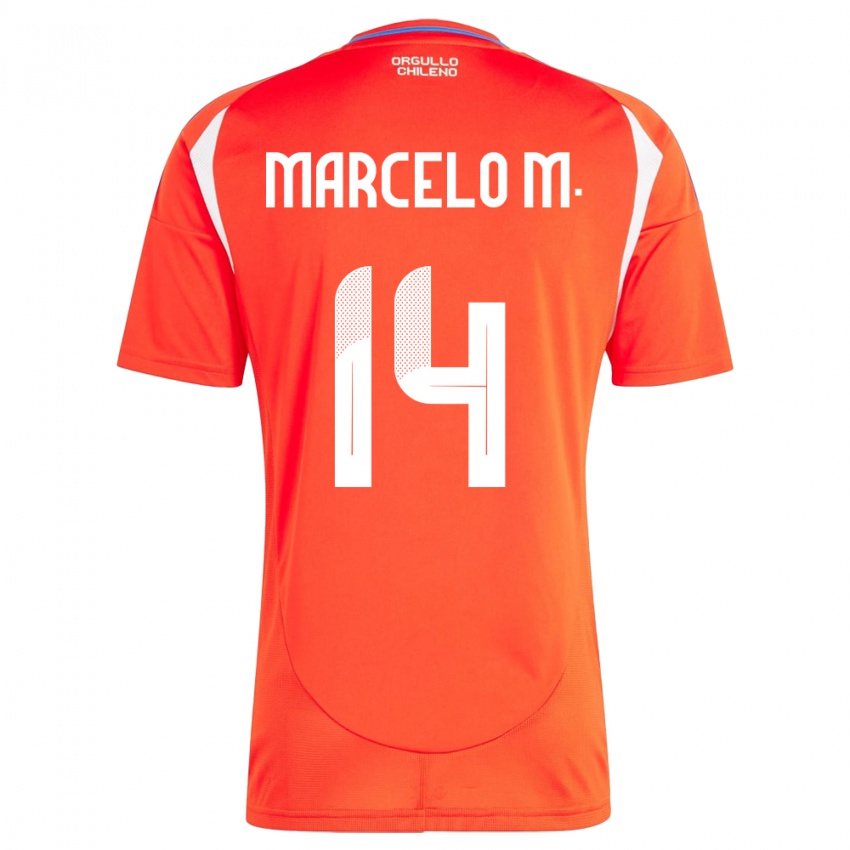 Hombre Camiseta Chile Marcelo Morales #14 Rojo 1ª Equipación 24-26 La Camisa Perú