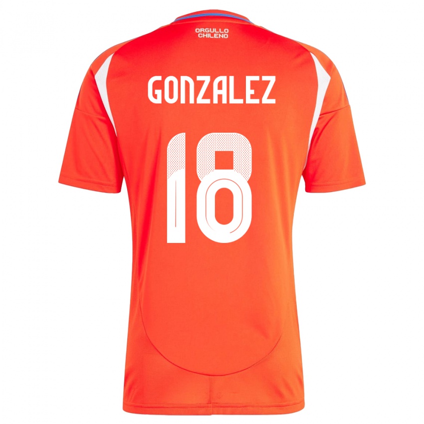 Hombre Camiseta Chile Bryan González #18 Rojo 1ª Equipación 24-26 La Camisa Perú