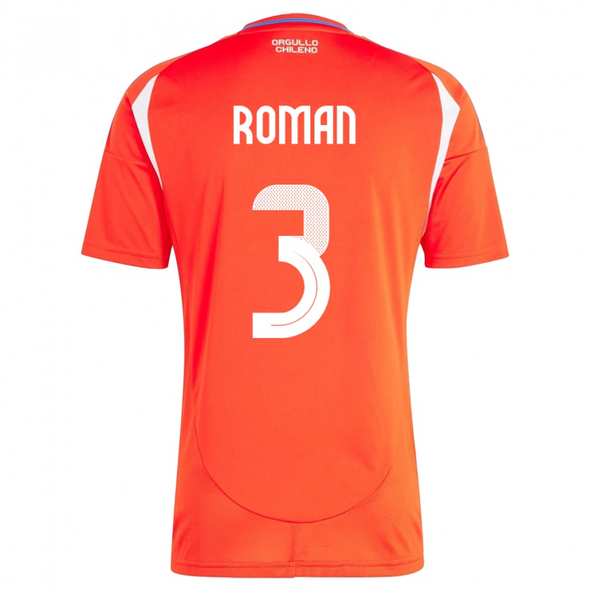 Hombre Camiseta Chile Iván Román #3 Rojo 1ª Equipación 24-26 La Camisa Perú