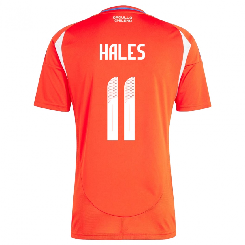 Hombre Camiseta Chile Alejandro Hales #11 Rojo 1ª Equipación 24-26 La Camisa Perú