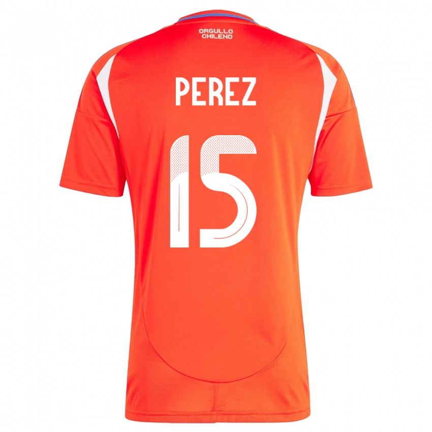 Hombre Camiseta Chile Ignacio Pérez #15 Rojo 1ª Equipación 24-26 La Camisa Perú