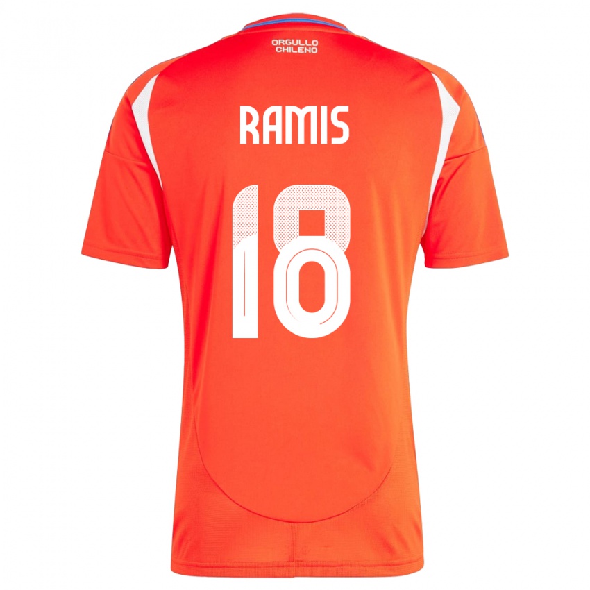 Hombre Camiseta Chile Oliver Ramis #18 Rojo 1ª Equipación 24-26 La Camisa Perú