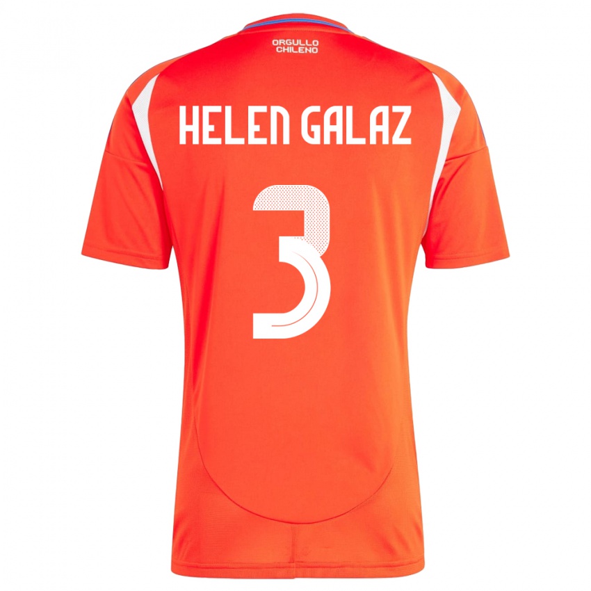 Hombre Camiseta Chile Su Helen Galaz #3 Rojo 1ª Equipación 24-26 La Camisa Perú