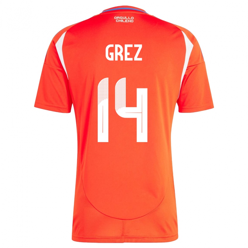 Hombre Camiseta Chile Javiera Grez #14 Rojo 1ª Equipación 24-26 La Camisa Perú