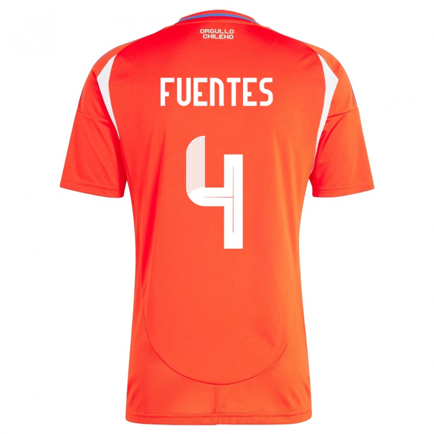 Hombre Camiseta Chile Karen Fuentes #4 Rojo 1ª Equipación 24-26 La Camisa Perú