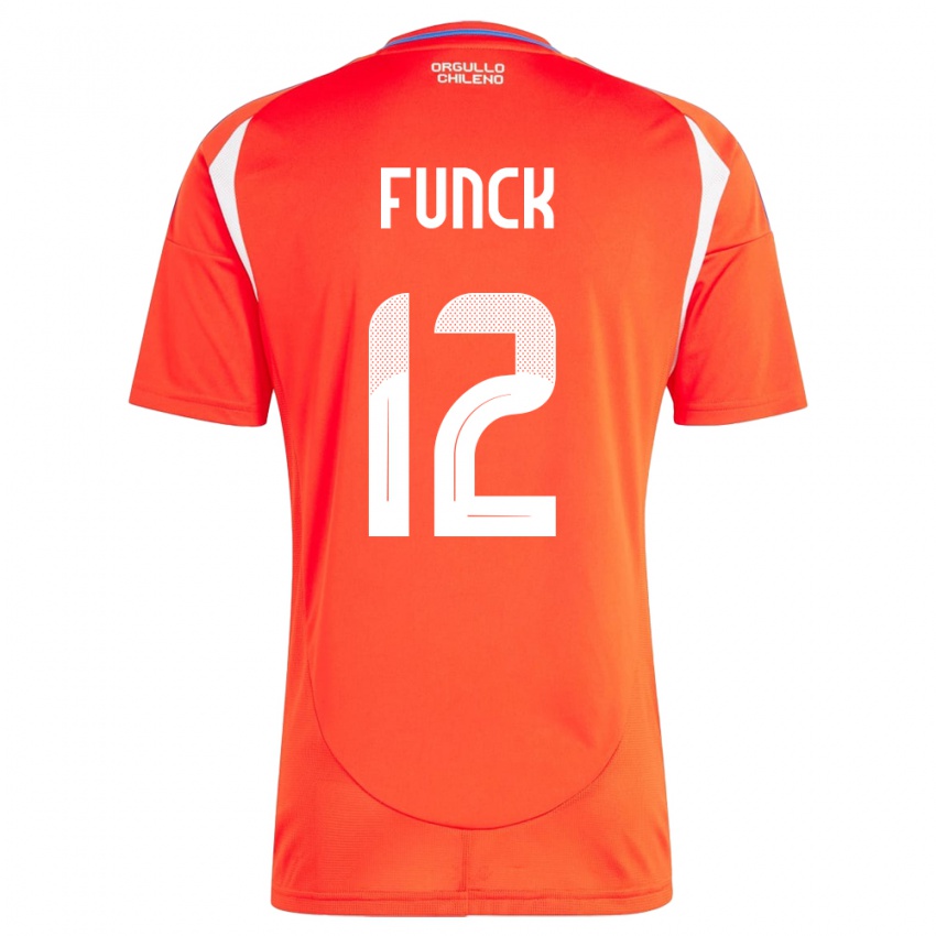 Hombre Camiseta Chile Martina Funck #12 Rojo 1ª Equipación 24-26 La Camisa Perú