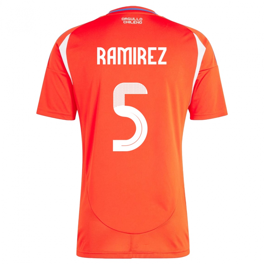 Hombre Camiseta Chile Fernanda Ramírez #5 Rojo 1ª Equipación 24-26 La Camisa Perú