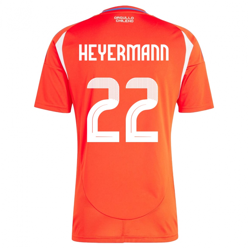 Hombre Camiseta Chile Agustina Heyermann #22 Rojo 1ª Equipación 24-26 La Camisa Perú